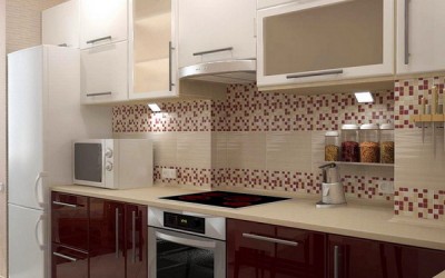 Кухня из мдф темно-красного цвета