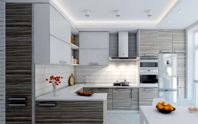 Светло серая кухня из лдсп