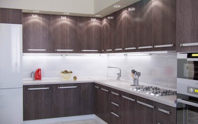 Угловая кухня из лдсп с подсветкой