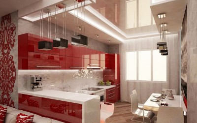 Красная кухня из акрила