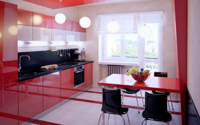 Кухня из пластика красная